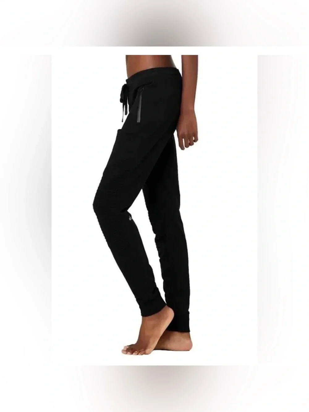 ALO Yoga Black Urban Moto-Style with Zip Pockets Jogger Jeggings Size M